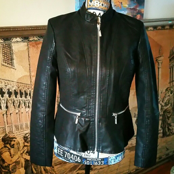 baccini black leather jacket